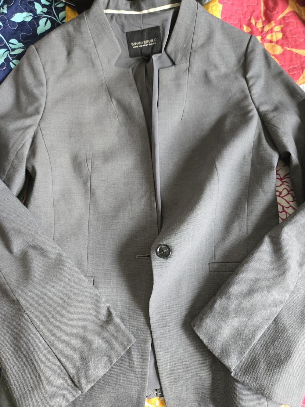 Banana Republic Women's Gray Single-Button Blazer